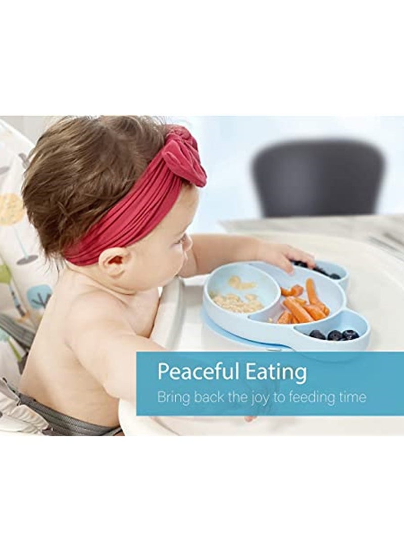 Silicone Suction Plates for Babies  Toddlers - Non-Slip Weaning Plate with Placemat for Mess-Free Feeding (Blue) - Image 4