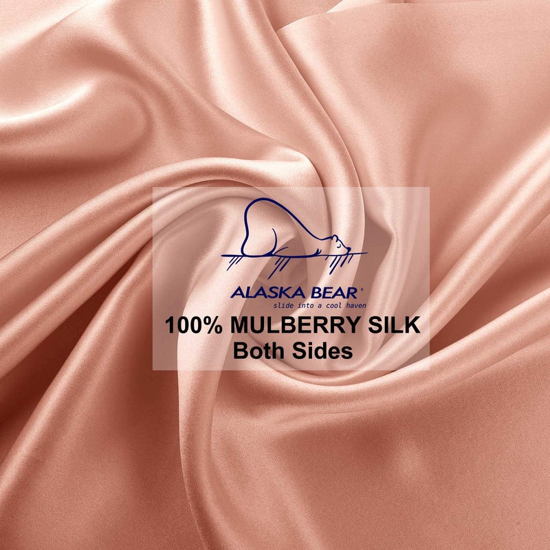 ALASKA BEAR Natural Silk Pillowcase, Hypoallergenic, 19 Momme, 600 Thread Count 100 Percent Mulberry Silk, Queen Size with Hidden Zipper (1, Dusty Pink) - Image 4