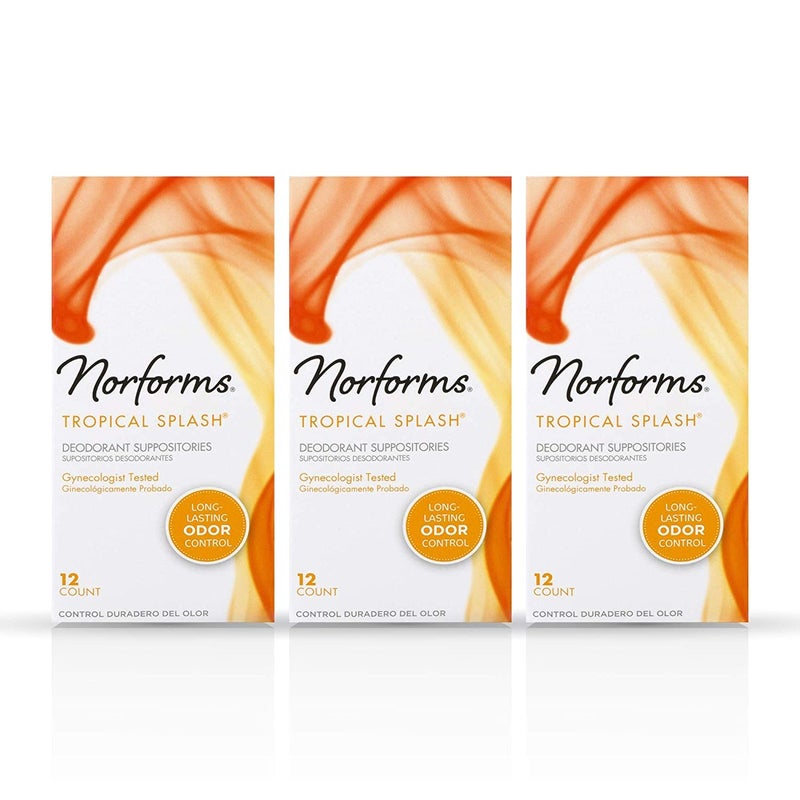 Norforms Suppositories Tropical Splash 12 Count Pack of 3