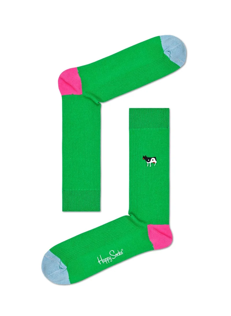 هابي سوكس RIBB EMBROIDERY YIN YANG COW SOCK