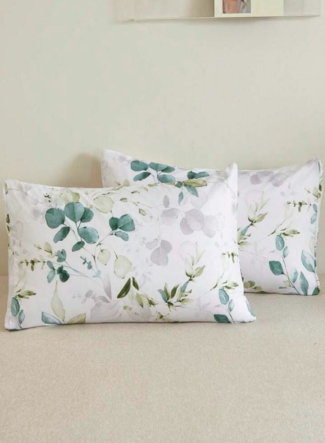 LUNA Home Single Size 4 Pieces Bedding Set, Green Leaves Design - Image 5
