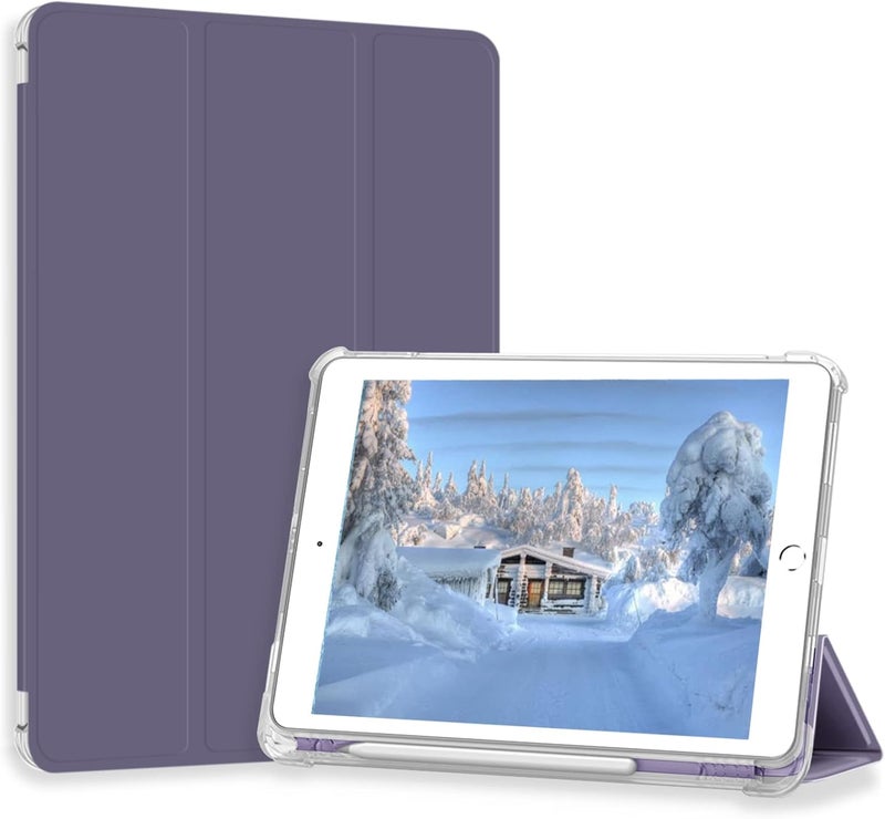 Divufus حافظة خا��ة بجهاز iPad Pro 9.7 (الطراز القديم 2016)، خفيفة الوزن ونحيفة، تدعم وظيفة النوم التلقائي والاستيقاظ التلقائي، تحتوي على حامل ثلاثي الأجزاء، غطاء ذكي، وجهة خلفية مصنوعة من TPU ناعم وشفافة معطرة، مخصصة لجهاز iPad Pro بحجم 9.7 بوصة، لون بنفسجي. - Image 1