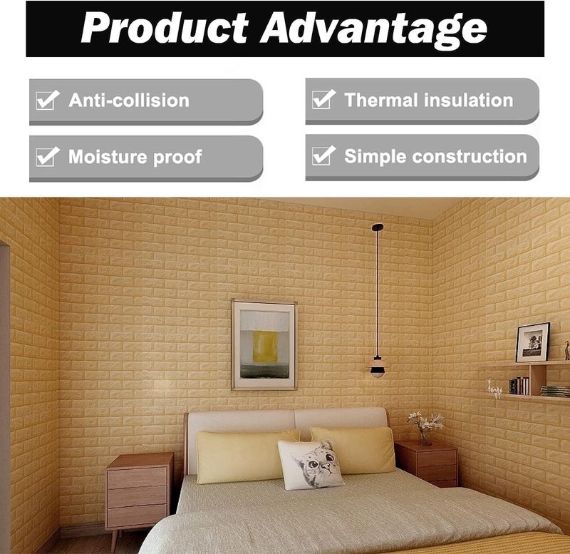 Rylan Self-Adhesive Waterproof PE Foam 3D Wall Panels Wallpaper Sticker for Bathroom, Living Room, and Home Decoration (70 x 77cm, Appx. 5.8Sq Feet)-1 Piece - Image 5