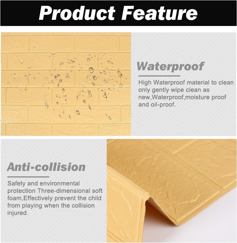 Rylan Self-Adhesive Waterproof PE Foam 3D Wall Panels Wallpaper Sticker for Bathroom, Living Room, and Home Decoration (70 x 77cm, Appx. 5.8Sq Feet)-1 Piece - Image 3