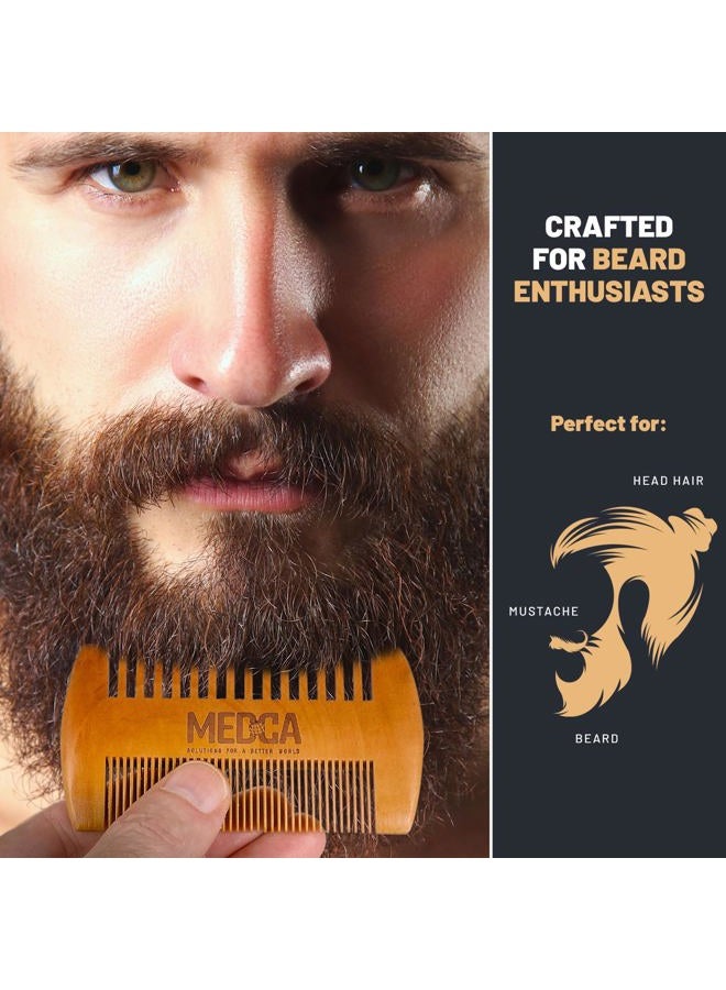 MEDca Wooden Beard Comb With Leather Case - Handcrafted Solid Beechwood Beard, Mustache and Head Hair Pocket Combs for Men Dual Action Fine & Coarse Teeth Perfect for Conditioner Oils and Beard Balms - Image 5