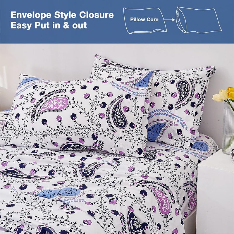 JSD Paisley Floral Printed Sheet Set Cal King  4 Piece Soft Pattern Microfiber Sheets Extra Deep Pocket - Image 5