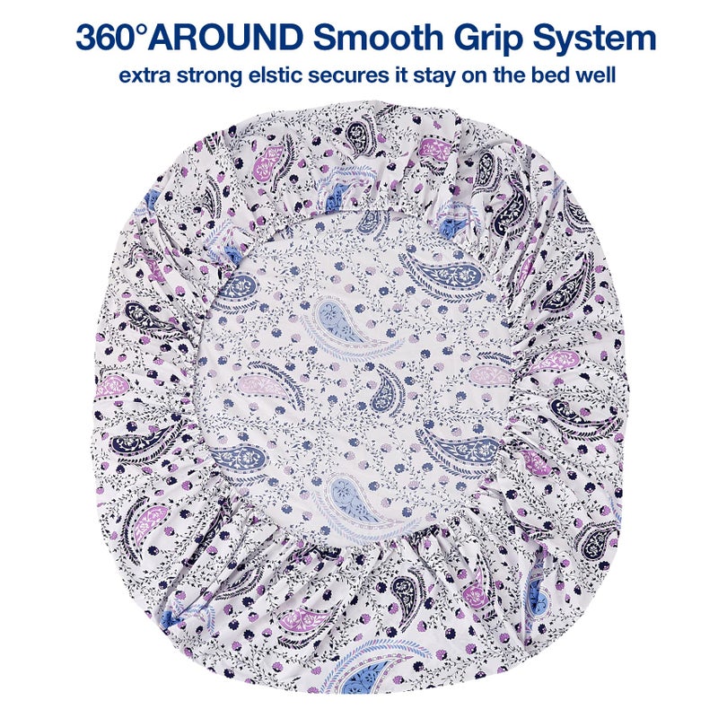 JSD Paisley Floral Printed Sheet Set Cal King  4 Piece Soft Pattern Microfiber Sheets Extra Deep Pocket - Image 4