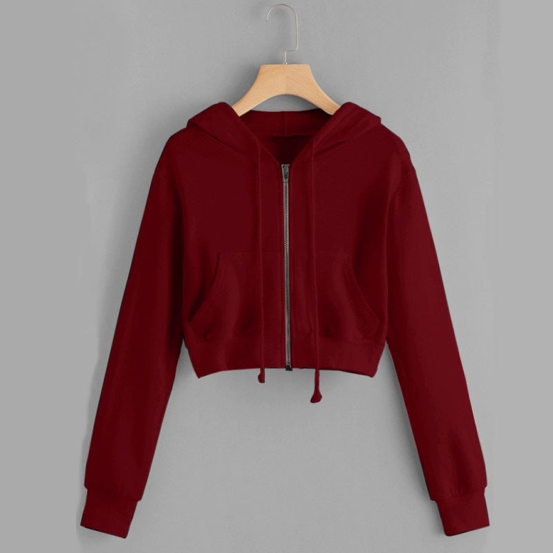 Zipper Sweatshirt Womens Design Niche Loose Korean Style Autumn and Winter 2024 New Long Sleeve Top Short Jacket Ins Wine red