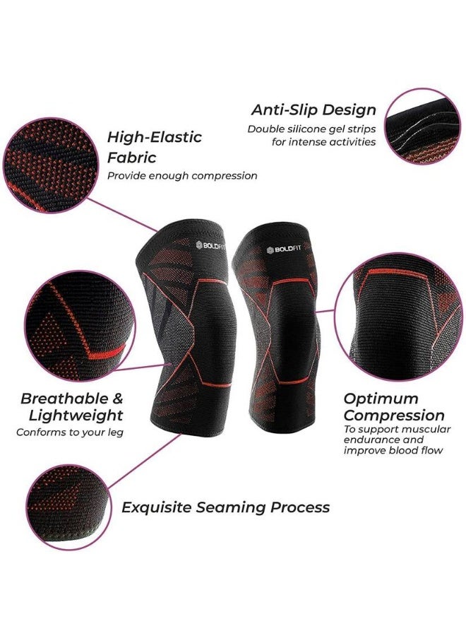 BOLDFIT BOLDFIT Knee Support Cap Sleeves Pair For Sports, Pain Relief For Men And Women (Small) Knee Support  - Image 4