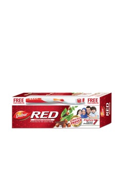 Dabur Red Ayurvedic Toothpaste for Teeth & Gums | Enriched with Potent Ayurvedic Ingredients | For Healthy Gums & Strong Teeth - 200g + Toothbrush