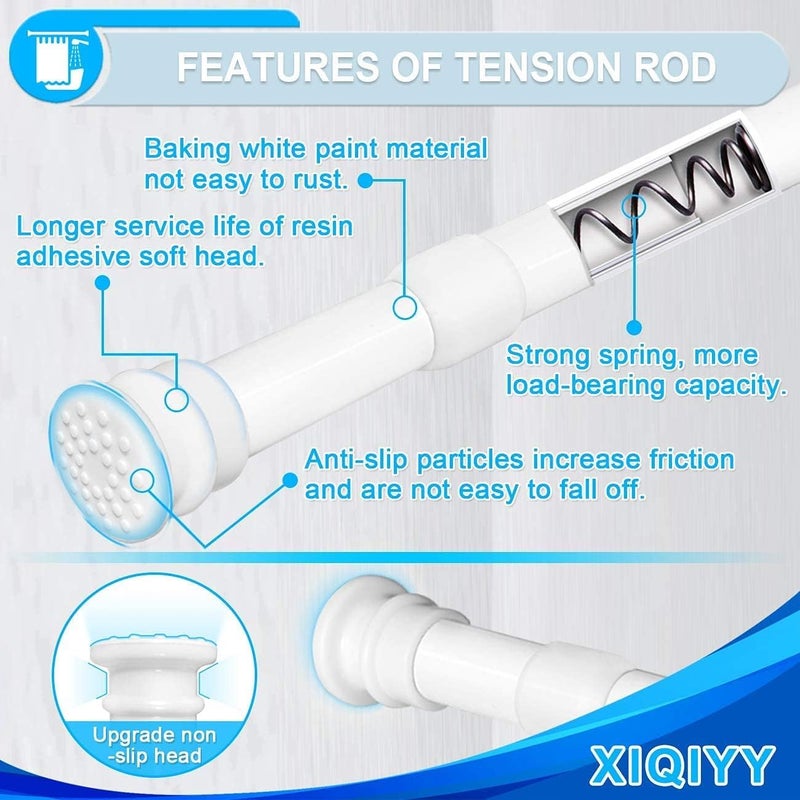 XIQIYY Small Tension Rods 16 to 28 inch ,Adjustable Shower Spring Tension Rod Short for Windows,Closet,Curtain,Doorway,Upgrade Diameter 1 inch,White - Image 3