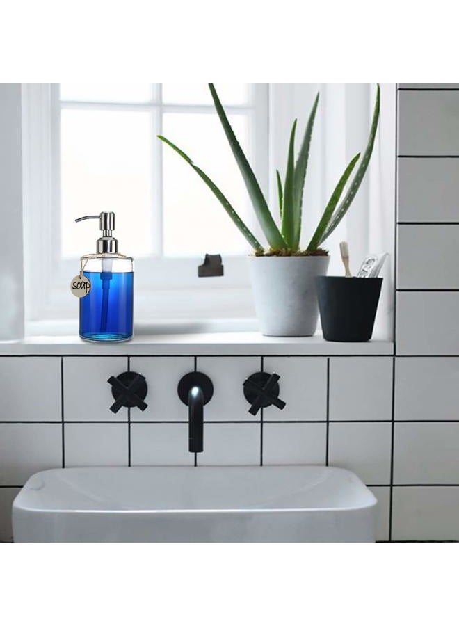 JASAI 470ml Cylinder Glass Soap Dispenser with Rust Proof Stainless Steel Pump, Refillable Bathroom Soap Dispenser for Hand Soap, Dish Soap, Liquid Soaps and Kitchen (Clear) - Image 5