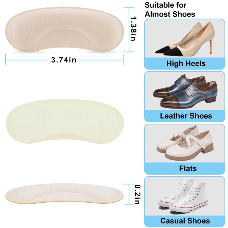 Comfowner 6 Pairs Heel Cushion Pads for Shoes Too Big, Shoe Grips Liners Heel Protectors to Prevent Heel Pain, Blisters and Rubbing, Anti Slip Shoe Filler Make Shoes Fit Tighter - Image 2