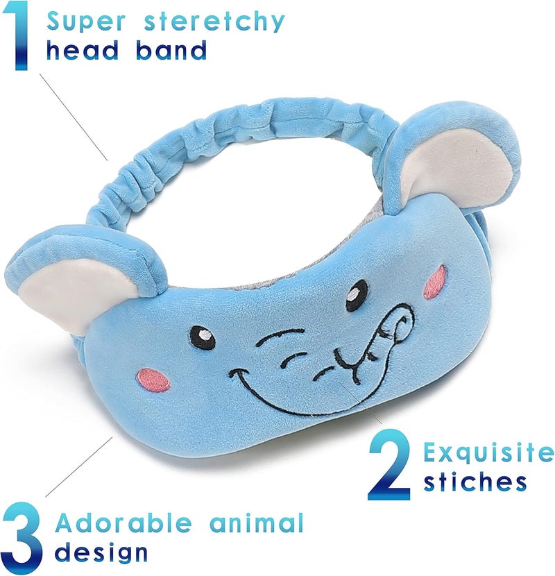Travel Pillow for Kids and Adults, Cute Animal Memory Foam Neck Pillow with Soft Fleece Cover and Eye Mask Set, Airplane Pillow Travel Kit with Drawstring Organizer Bag, Machine Washable (Elephant) - Image 4