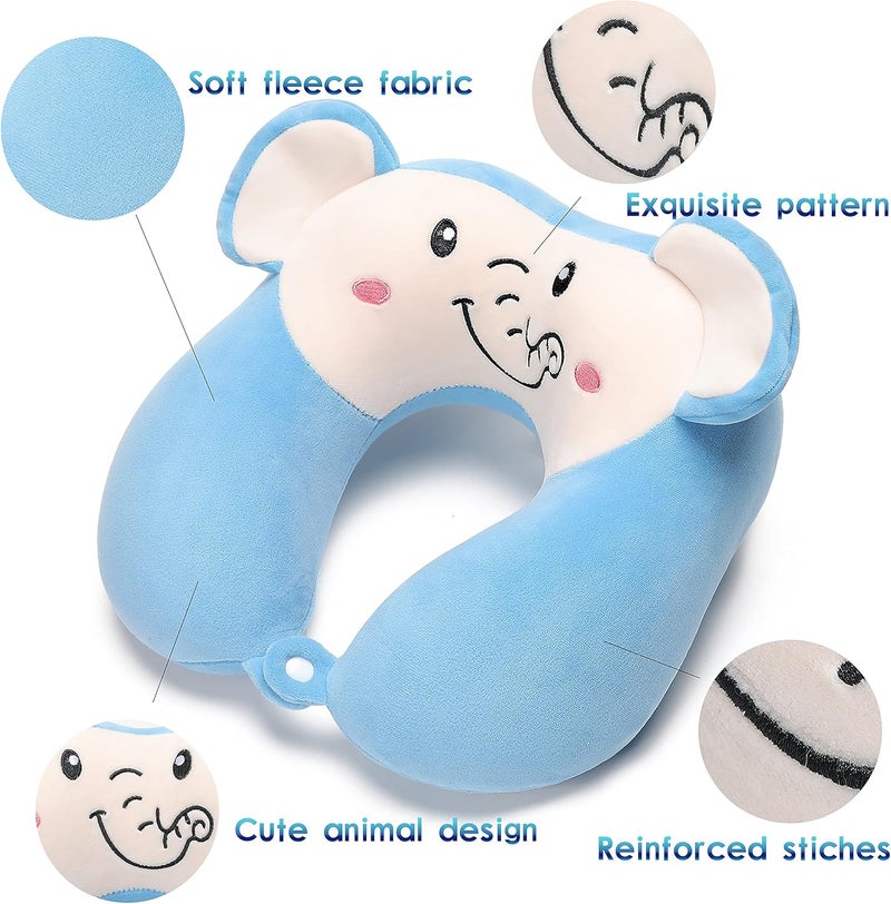 Travel Pillow for Kids and Adults, Cute Animal Memory Foam Neck Pillow with Soft Fleece Cover and Eye Mask Set, Airplane Pillow Travel Kit with Drawstring Organizer Bag, Machine Washable (Elephant) - Image 2