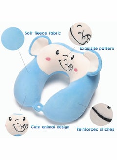 SYOSI Travel Pillow for Kids and Adults Cute Animal Memory Foam Neck Pillow with Soft Fleece Cover and Eye Mask Set Airplane Pillow Travel Kit with Drawstring Organizer Bag Machine Washable (Elephant)  - Image 2