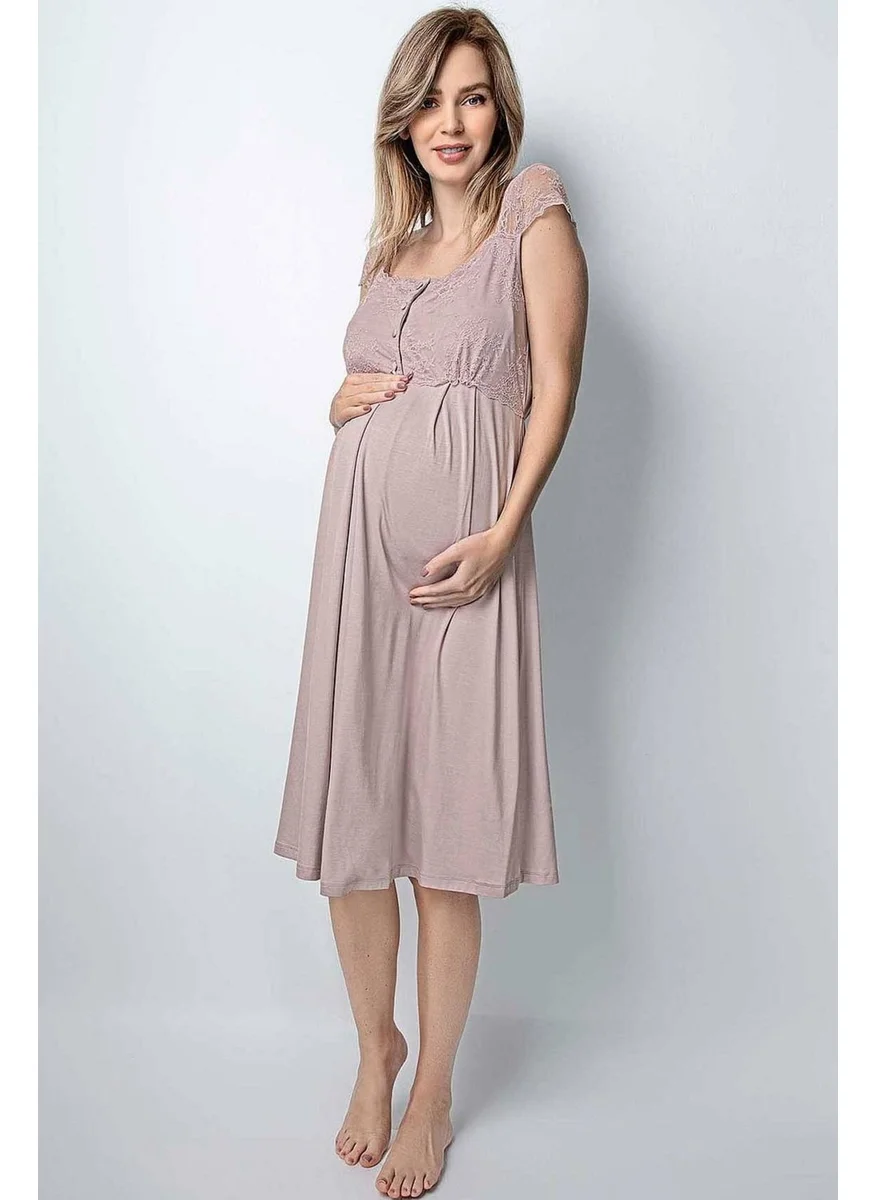 Monamise 18439 Pregnant Postpartum Nightgown - Mink