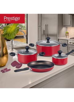 Prestige طقم أواني الطهي غير اللاصقة 9 قطع من بريستيج | طقم قدور ومقالي للمطبخ | الألومنيوم غير اللاصق | PR22430 - أحمر  - Image 5
