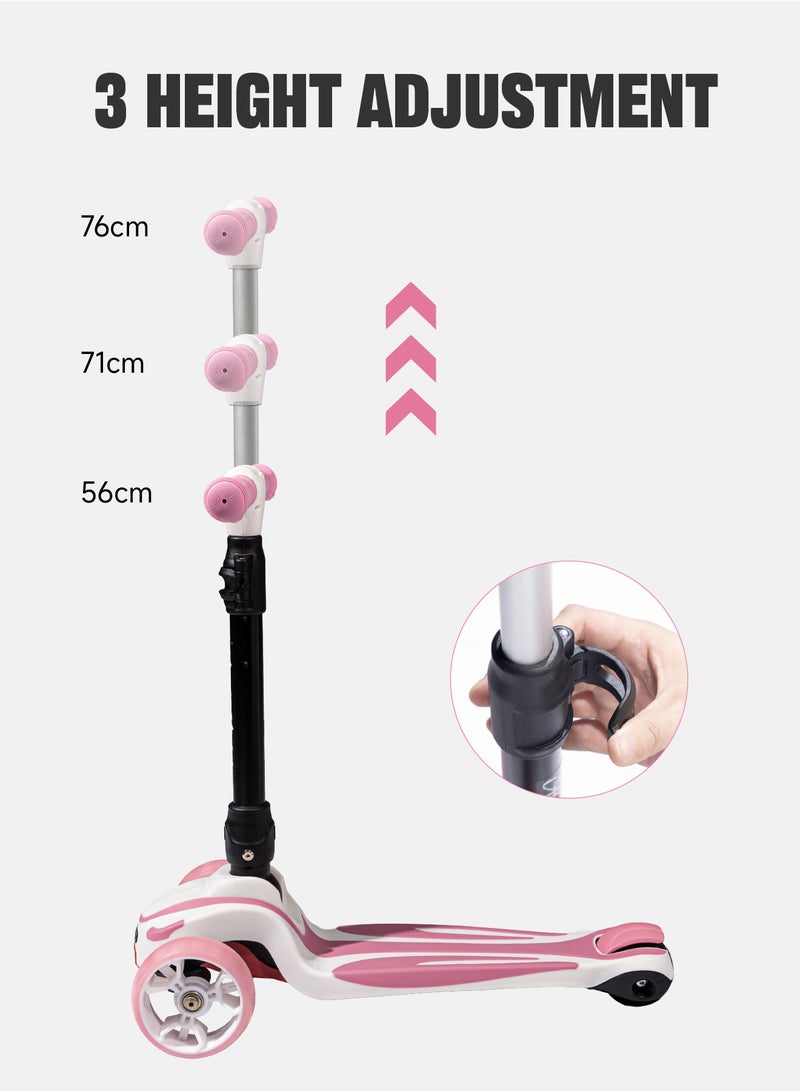 AL-WAHA AL-ZHABIA 3-12 Years Kids Scooter  | 3 Wheels | Adjustable Height & Foldable Design LED Light-Up PU Wheels  | 110 lbs Capacity | Shock Absorption & Lean-to-Steer - Image 2