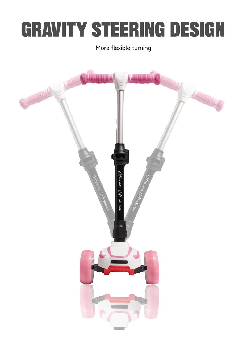 AL-WAHA AL-ZHABIA 3-12 Years Kids Scooter  | 3 Wheels | Adjustable Height & Foldable Design LED Light-Up PU Wheels  | 110 lbs Capacity | Shock Absorption & Lean-to-Steer - Image 4