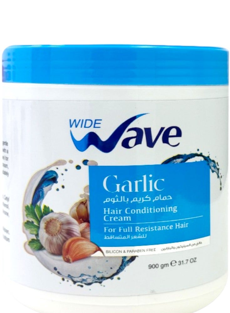 وايد ويف ماسك بلسم الشعر بزيت الثوم ٩٠٠ جرام – ترميم عميق وتقوية فائقة للشعر الضعيف - Image 1
