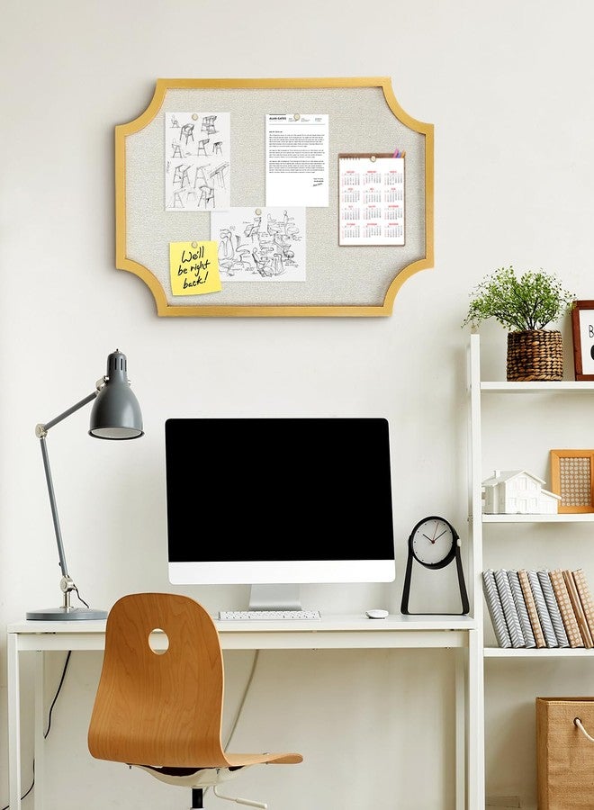 TORASO لوحة إعلانات من الكتان، لوحة دبابيس كبيرة مقاس 20 × 30 بوصة للجدران، لوحة إعلانات قماشية للمنزل والمطبخ والمكتب، لوحة فلين بإطار ذهبي (ذهبي-5075) - Image 5