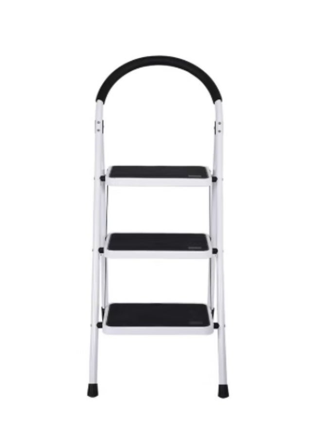 سي&زد كرسي سلم قابل للطي بثلاث درجات محمول مع مجموعة كرسي سلم من Easy Comforts وسلم دواسة عريض متعدد الاستخدامات للمنزل والمطبخ وتوفير المساحة الخارجية (أبيض) - Image 3