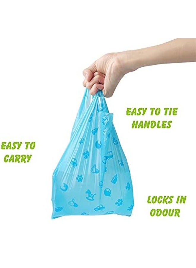 100Pcs Biodegradable Diaper Bags with Handles Easy to Tie, Baby Diaper Bag Trash Can or Pet Waste Bags, Biodegradable Diaper Waste Bags, (18.5*37cm, Blue)  - Image 4