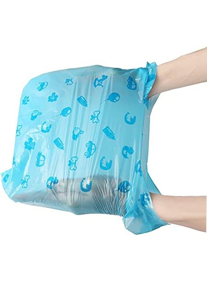 100Pcs Biodegradable Diaper Bags with Handles Easy to Tie, Baby Diaper Bag Trash Can or Pet Waste Bags, Biodegradable Diaper Waste Bags, (18.5*37cm, Blue)  - Image 3