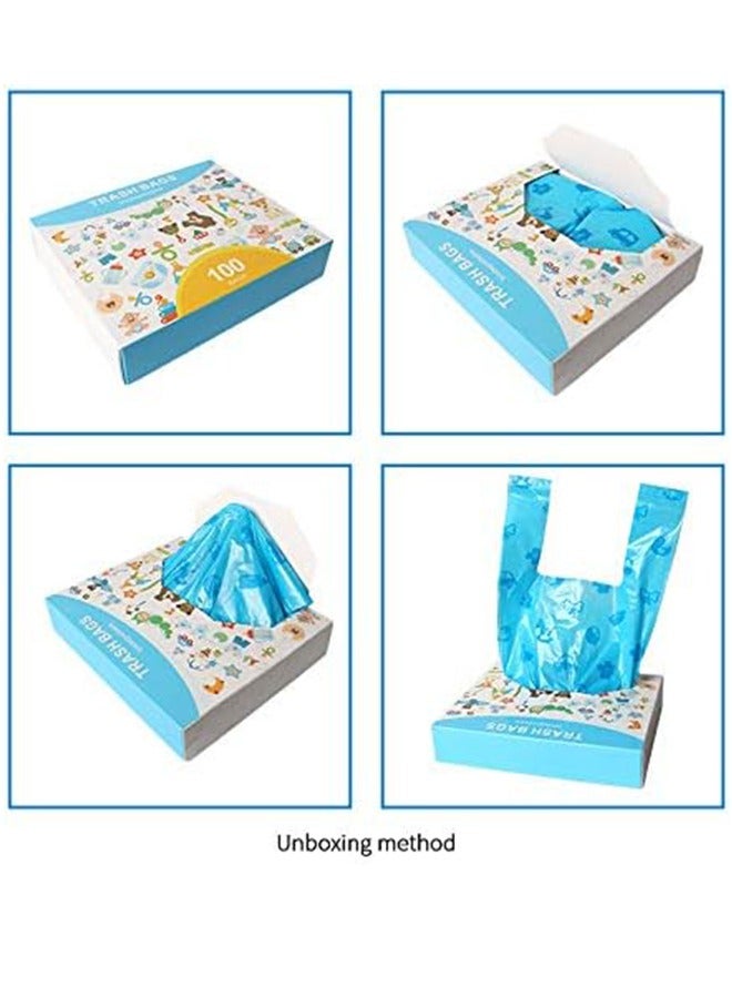 100Pcs Biodegradable Diaper Bags with Handles Easy to Tie, Baby Diaper Bag Trash Can or Pet Waste Bags, Biodegradable Diaper Waste Bags, (18.5*37cm, Blue)  - Image 2