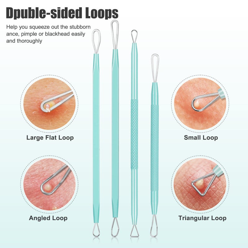 MORGLES Blackhead Remover Tools, 15 Pcs Pimple Popper Tool Kit Comedone Pimple Extractor for Blackhead Blemish Zit Removing with Metal Case 2024 Latest - Image 4