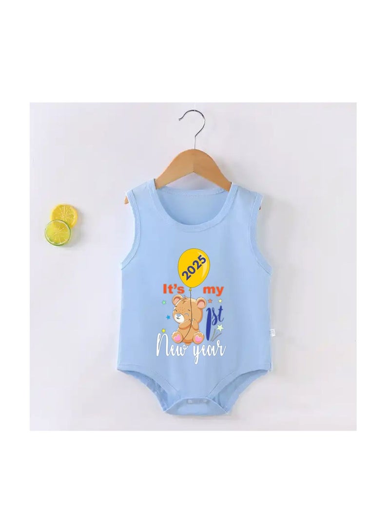 My 1st New Year Baby Romper–Soft Cotton Sleeveless Bodysuits For Newborns–Unisex Baby Onesies  - Image 2