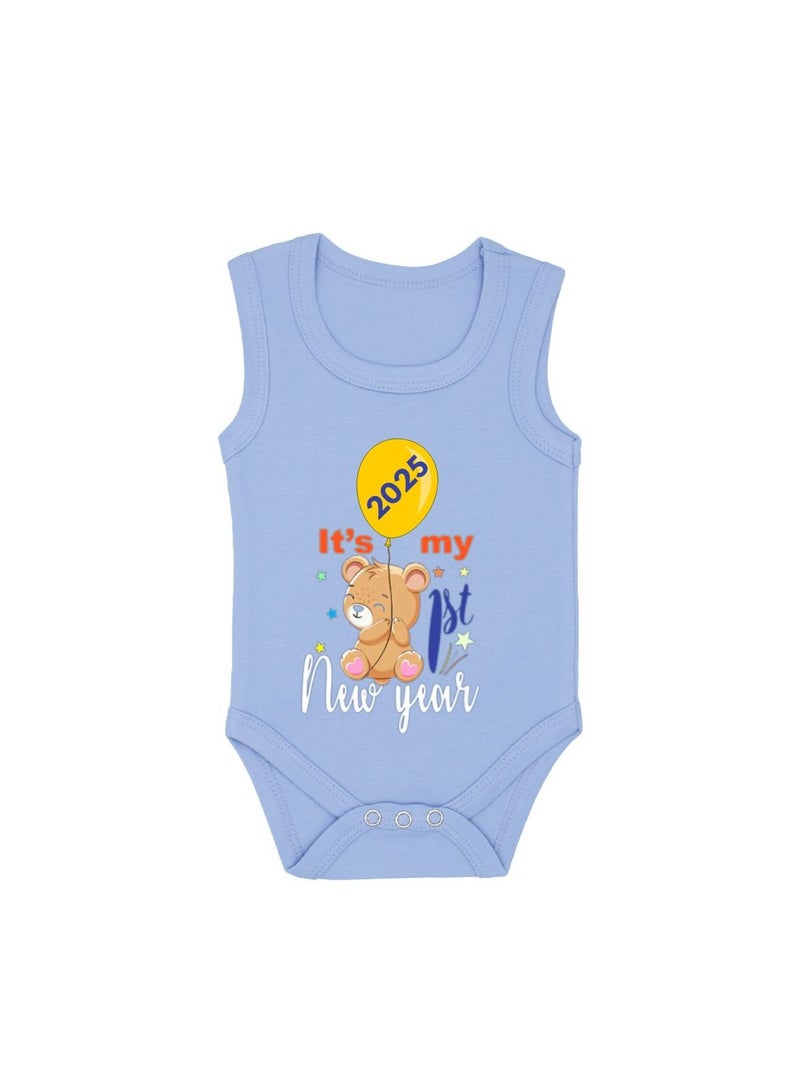 My 1st New Year Baby Romper–Soft Cotton Sleeveless Bodysuits For Newborns–Unisex Baby Onesies  - Image 1