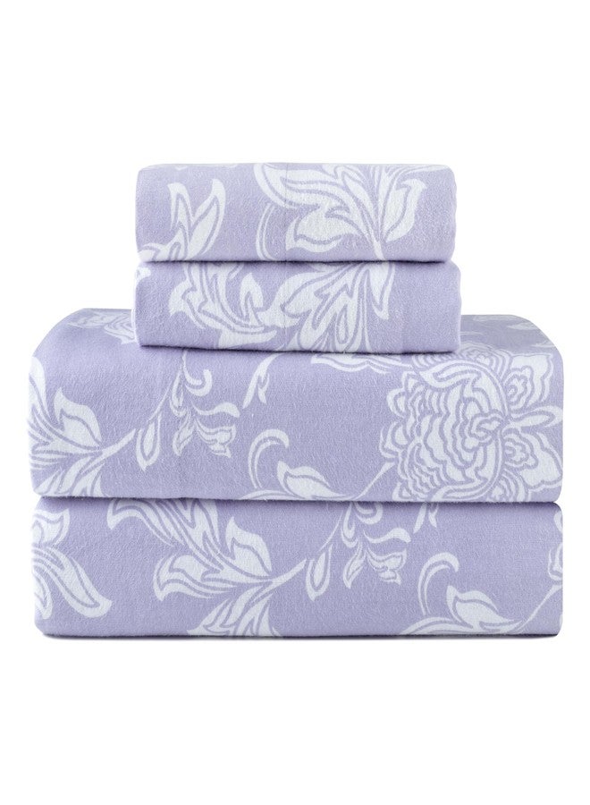 Pointehaven 180 GSM Brushed Cotton Flannel Sheet Sets (Lilac Bloom, Twin XL) - Image 2