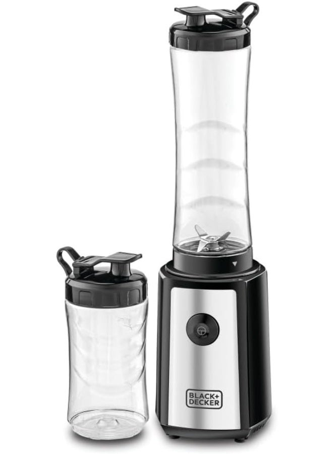 BLACK&DECKER Sports Blender/Smoothie Maker, 300W, 6-Piece Set with 500ml & 300ml BPA-Free Sports Bottles, 21,500 RPM Turbo Speed, Stainless Steel for Ice & Frozen Fruits - Image 1
