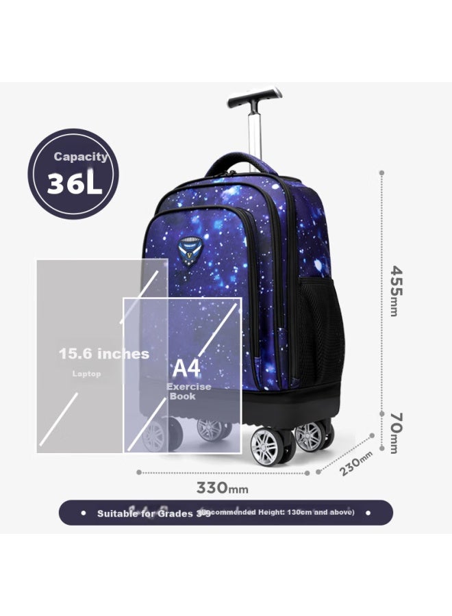 Ninth Castle The Ninth Castle Elementary School Student Trolley Backpack For Boys And Girls, Large Capacity, Suitable For Middle School Students, Can Be Carried Or Pulled, Water-resistant Backpack - Image 3