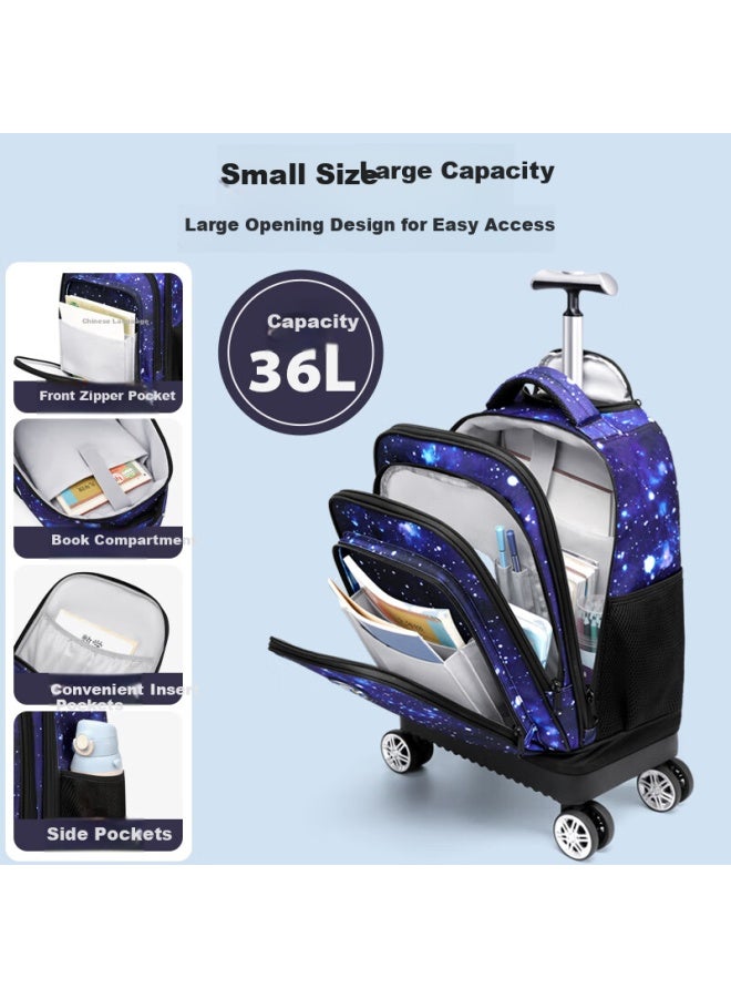 Ninth Castle The Ninth Castle Elementary School Student Trolley Backpack For Boys And Girls, Large Capacity, Suitable For Middle School Students, Can Be Carried Or Pulled, Water-resistant Backpack - Image 4