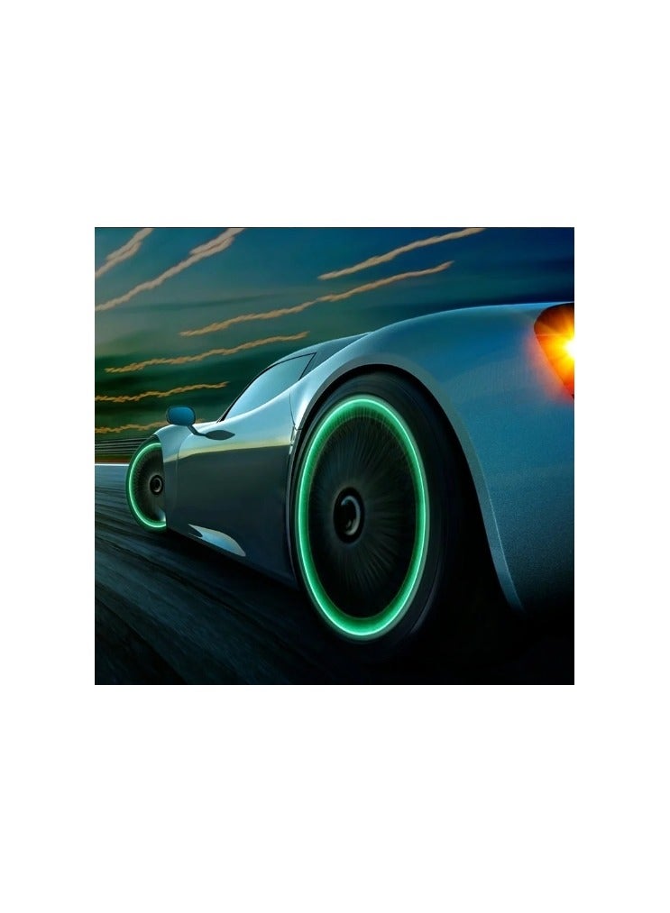 الثقة Altheqa 4 Pcs Luminous Car Tire Valve Cap Fluorescent Night Glowing Decor Motorcycle Bik