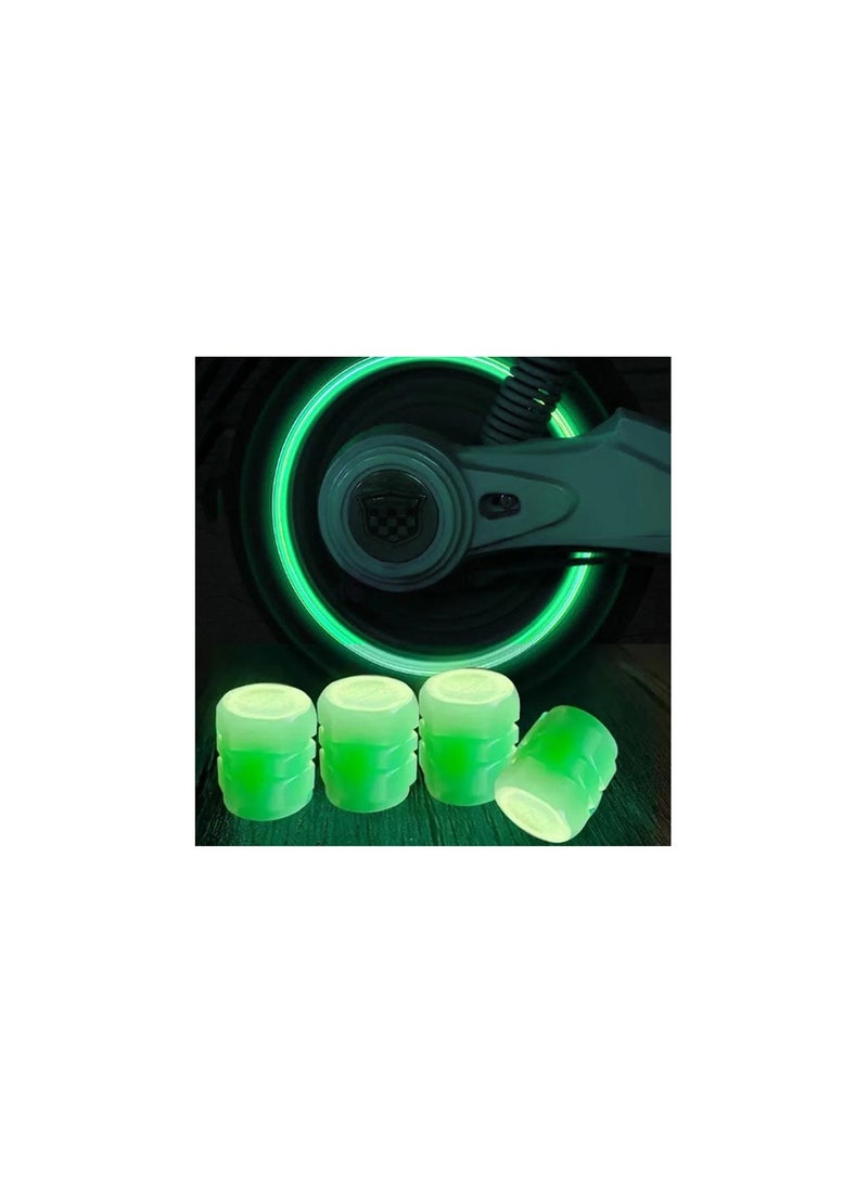 Generic 4 Pcs Luminous Car Tire Valve Cap Fluorescent Night Glowing Décor Motorcycle Bike Wheel Nozzle Dustproof Tire Valve Stem Caps  - Image 2