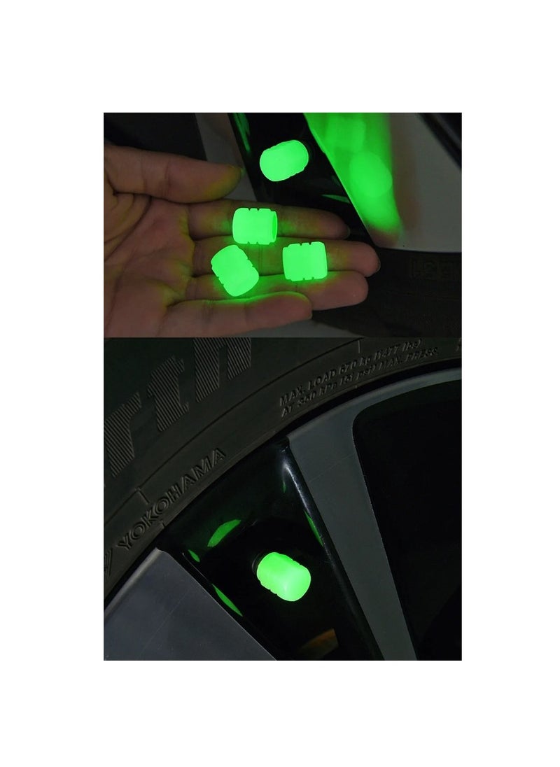 Generic 4 Pcs Luminous Car Tire Valve Cap Fluorescent Night Glowing Décor Motorcycle Bike Wheel Nozzle Dustproof Tire Valve Stem Caps  - Image 3