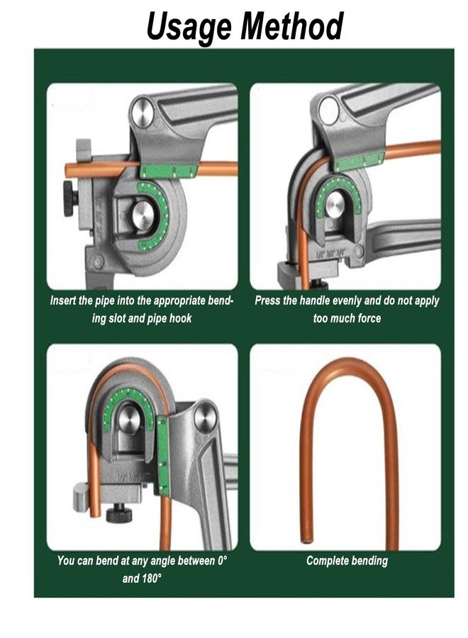 Bewinner Pipe Tube Bender - 3 in 1 Tubing Bender, 180 Degree 1/4 3/8 1/2 Inch OD Copper Aluminum Tube Bender for HVAC Air Conditioning Refrigeration Repair, Tubes Bending Tools - Image 2
