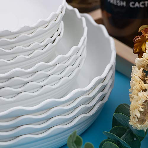 Fireboomoon فيري بومون 12 عبوة صحن نبات دائري بلاستيكي أبيض، وعاء زهور ثقيل ومت耐، حاوية لتصريف المياه للنباتات الداخلية والخارجية (6 بوصة/8 بوصة/10 بوصة) - Image 3