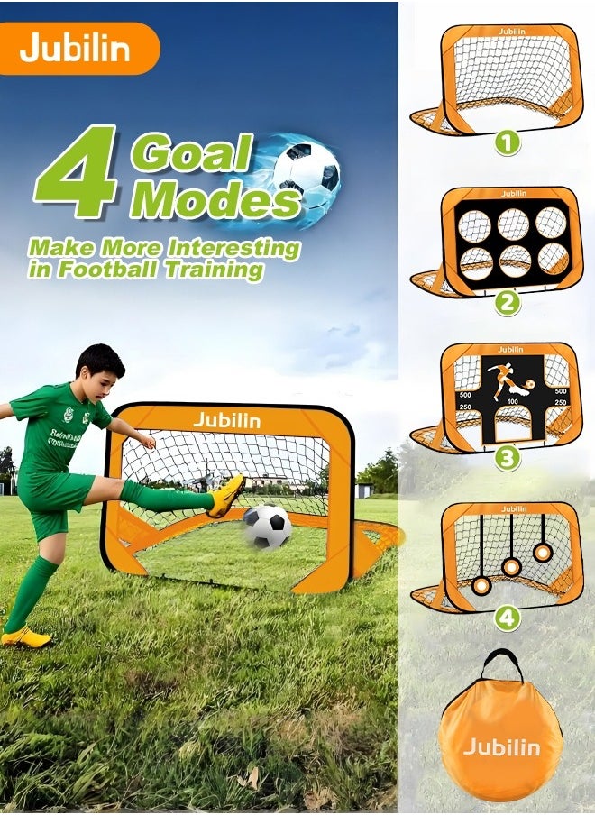 Jubilin Football Goal, 4 Modes Pop Up Football Goals for Kids, Foldable and Portable Soccer Goal net with Carry Bag, Football Training Equipment for Indoor, Outdoor, Gifts for Boys  - Image 1