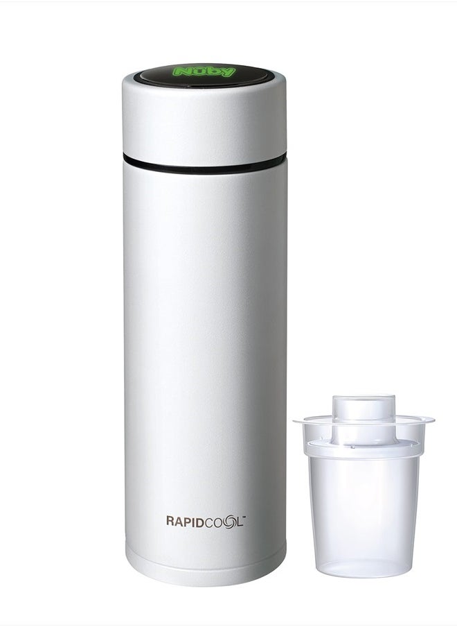 Nuby RapidCool Portable Baby Bottle Maker - BPA-Free Baby Formula Maker - Includes Milk Powder Dispenser and Digital Lid - Ideal for Travel Bottles and Night Feeds - Stainless Steel  - Image 1