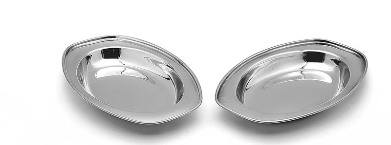 SVE SIDDHI VINAYAK ENTERPRISES Siddhi Stainless Steel Serving Plate Oval Plate Subzi Plate Rice Plate Dahi Plate Chat Plate Set of 2 - Image 1