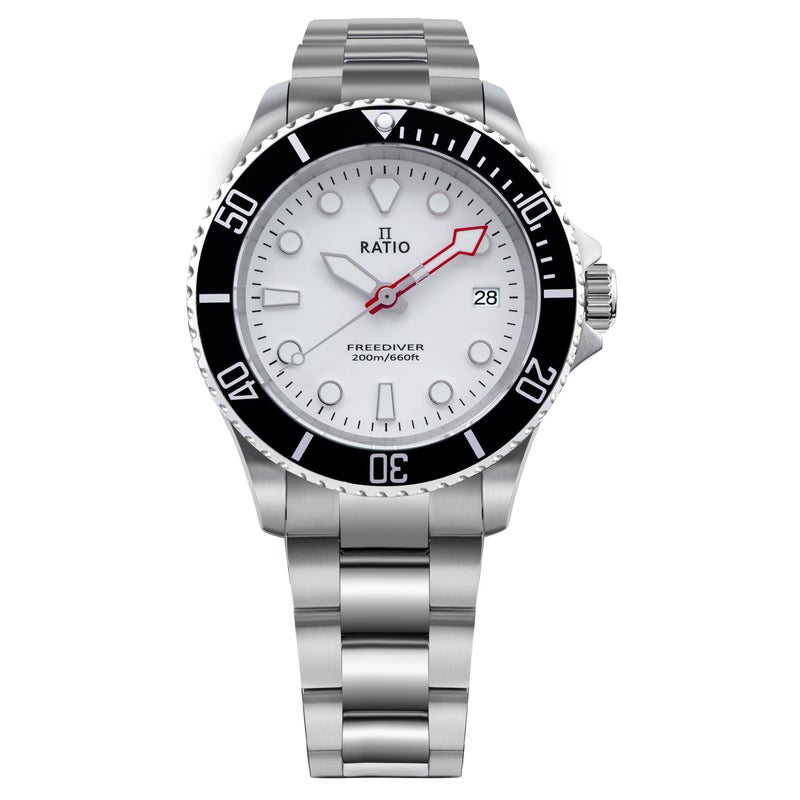 Ratio FreeDiver White Dial Quartz Diver's 200M Men's Watch RTF037 - Image 1