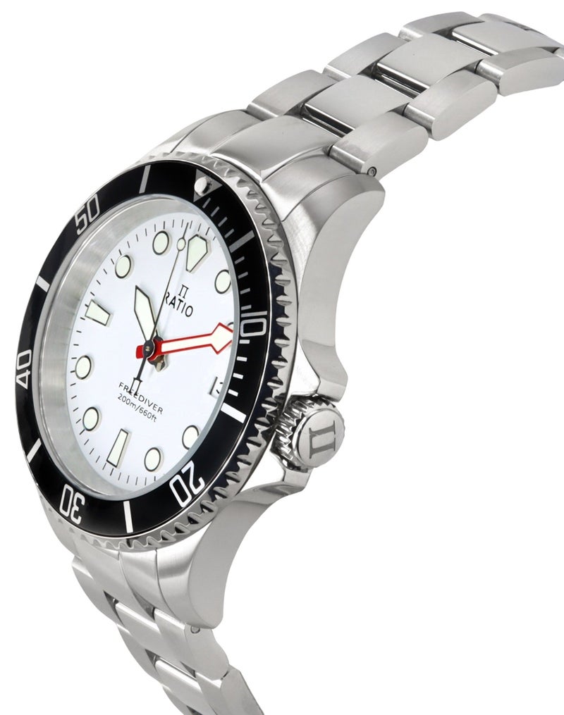 Ratio FreeDiver White Dial Quartz Diver's 200M Men's Watch RTF037 - Image 3