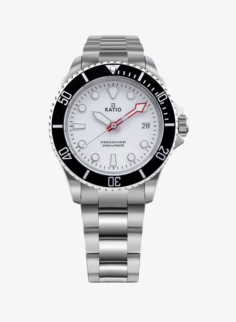 Ratio FreeDiver White Dial Quartz Diver's 200M Men's Watch RTF037