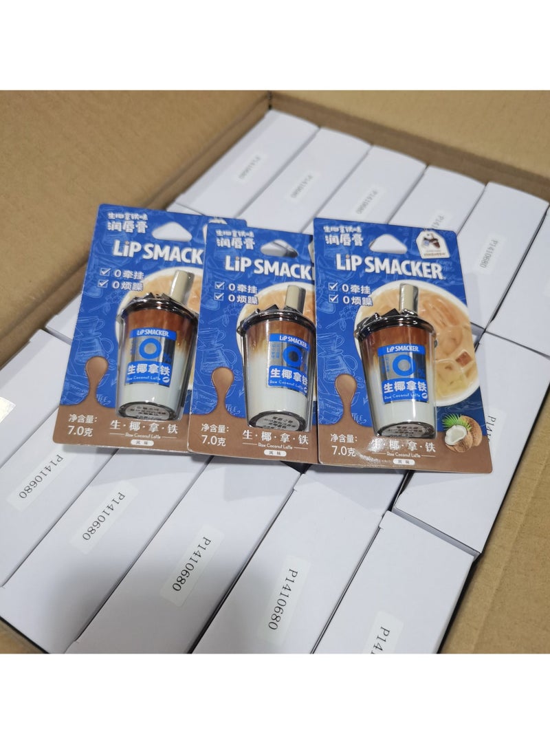 lip smacker diss co-branded raw coconut latte flavored lip balm cartoon lip care moisturizing