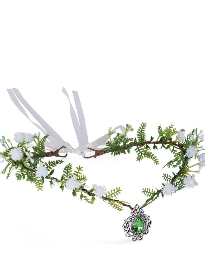 Woodland Flower Crown Elf Florla Headband Forest Fairy Headpiece for Women Girls Wedding Cosplay Bridal Shower Party - Image 1